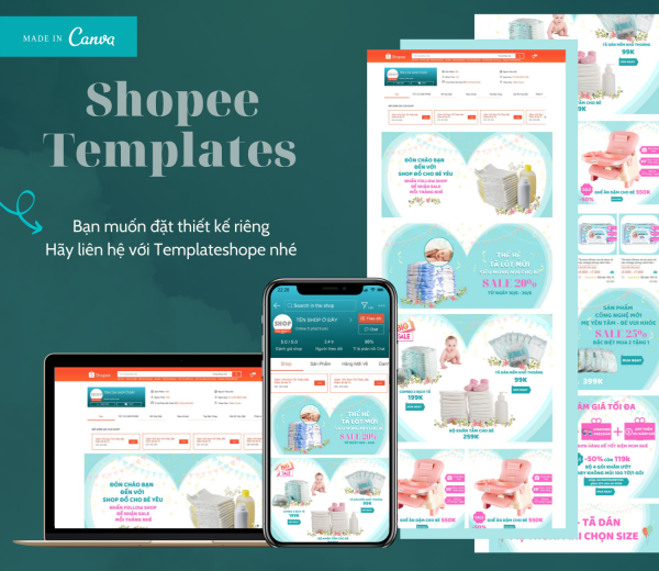 thiết kế templates trang trí shop online với canva